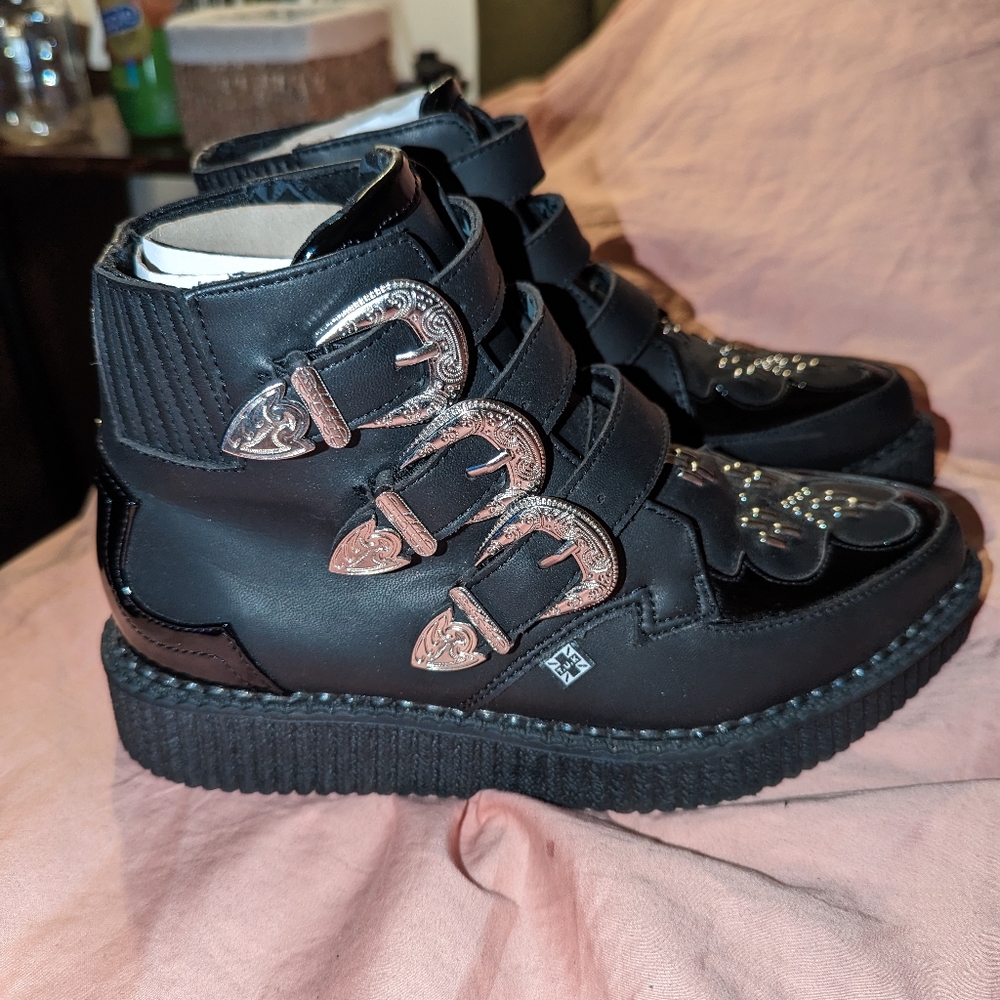 Black TUKskin T.U.K. Western Buckle Pointed Boot